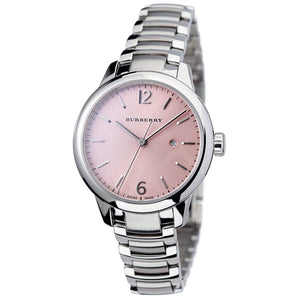Buy Shop Burberry The Classic Pink Dial Silver Steel Strap Watch for Women - BU10111 USA Online
