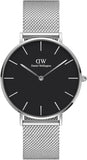 Buy Shop Daniel Wellington Petite Sterling Black Dial Silver Mesh Bracelet Watch For Women - DW00100218 USA Online