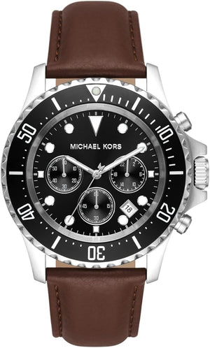 Buy Shop Michael Kors Everest Chronograph Black Dial Brown Leather Strap Watch For Men - MK9054 USA Online