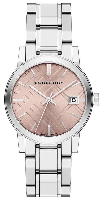 Buy Shop Burberry The City Pink Dial Silver Steel Strap Watch for Women - BU9124 USA Online