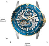 Buy Shop Fossil FB-01 Automatic Skeleton Blue Dial Two Tone Steel Strap Watch for Men - ME3191 USA Online