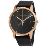 Buy Shop Calvin Klein City Quartz Grey Dial Black Leather Strap Watch for Men - K2G2G6C3 USA Online