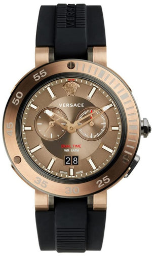 Buy Shop Versace V Extreme Chronograph Brown Tone Dial Black Rubber Strap Watch for Men - VCN030017 USA Online