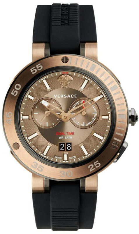 Buy Shop Versace V Extreme Chronograph Brown Tone Dial Black Rubber Strap Watch for Men - VCN030017 USA Online