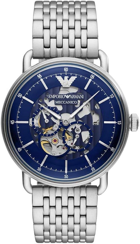 Buy Shop Emporio Armani Aviator Multifunction Blue Dial Silver Mesh Bracelet Watch For Men - AR60024 USA Online