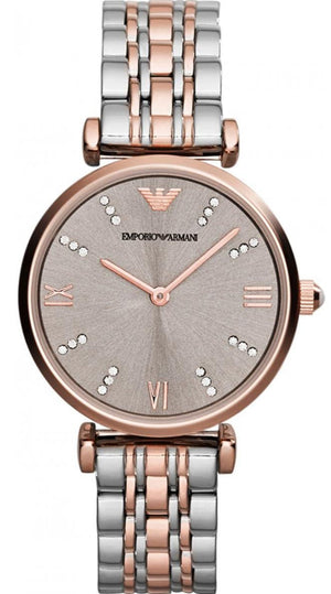 Buy Shop Emporio Armani Gianni T Bar Grey Dial Two Tone Steel Strap Watch For Women - AR1840 USA Online