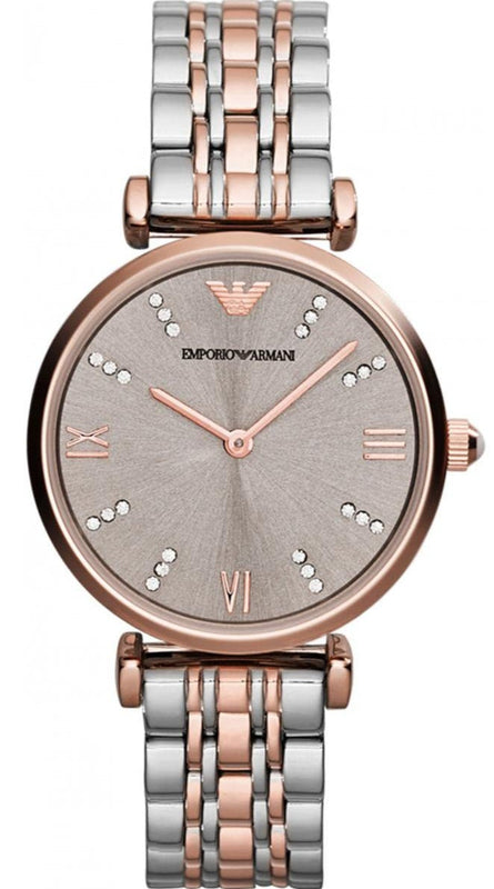 Buy Shop Emporio Armani Gianni T Bar Grey Dial Two Tone Steel Strap Watch For Women - AR1840 USA Online