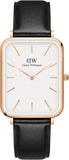 Buy Shop Daniel Wellington Quadro White Dial Black Leather Strap Watch For Women - DW00100450 USA Online