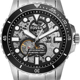 Buy Shop Fossil FB-01 Automatic Skeleton Black Dial Silver Steel Strap Watch for Men - ME3190 USA Online