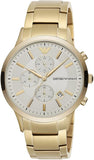 Emporio Armani Renato Chronograph White Dial Gold Steel Strap Watch For Men - AR11332