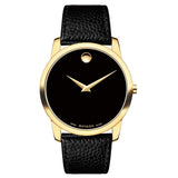 Buy Shop Movado Museum Black Dial Black Leather Strap Watch For Men - 0607014 USA Online