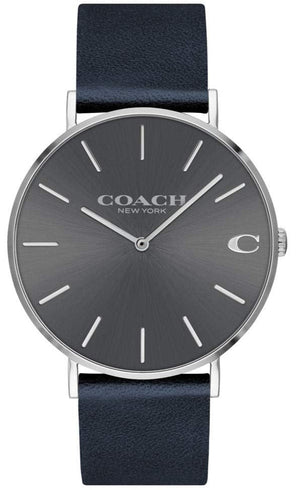 Coach Charles Grey Dial Black Leather Strap Watch for Men - 14602150