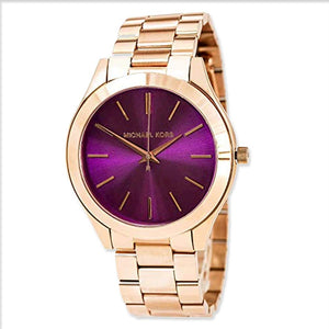Buy Shop Michael Kors Slim Runway Purple Dial Rose Gold Steel Strap Watch for Women - MK3293 USA Online