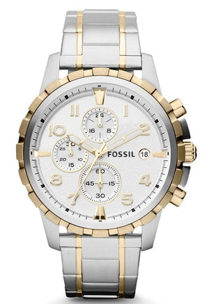 Buy Shop Fossil Dean Chronograph White Dial Silver Steel Strap Watch for Men - FS4795 USA Online