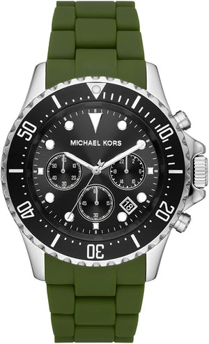 Buy Shop Michael Kors Everest Chronograph Black Dial Green Silicone Strap Watch For Men - MK8981 USA Online