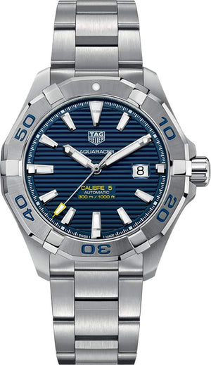 Buy Shop Tag Heuer Aquaracer Calibre 5 Automatic Blue Dial Silver Steel Strap Watch for Men - WAY2012.BA0927 USA Online