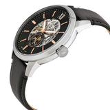 Buy Shop Fossil Townsman Skeleton Black Dial Black Leather Strap Watch for Men - ME3153 USA Online