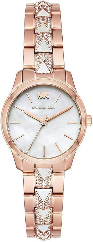 Buy Shop Michael Kors Runway Mercer Mother of Pearl White Dial Two Tone Steel Strap Watch For Women - MK6674 USA Online