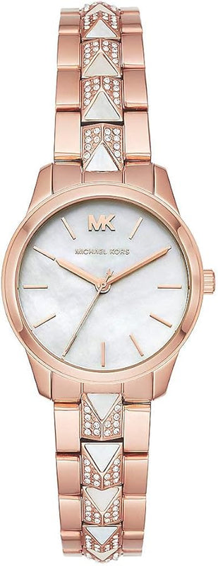 Buy Shop Michael Kors Runway Mercer Mother of Pearl White Dial Two Tone Steel Strap Watch For Women - MK6674 USA Online