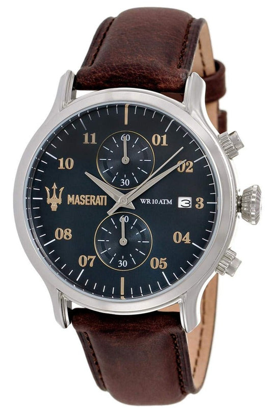 Buy Shop Maserati Epoca Chronograph Blue Dial Brown Leather Strap Watch For Men - R8871618001 USA Online