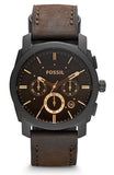 Buy Shop Fossil Machine Flight Chronograph Brown Dial Brown Leather Strap Watch for Men - FS4656 USA Online