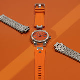 Maurice Lacroix Aikon Limited Edition Automatic Date Orange Dial Silver Steel Strap Watch For Men - AI6008-SS00F-530-1