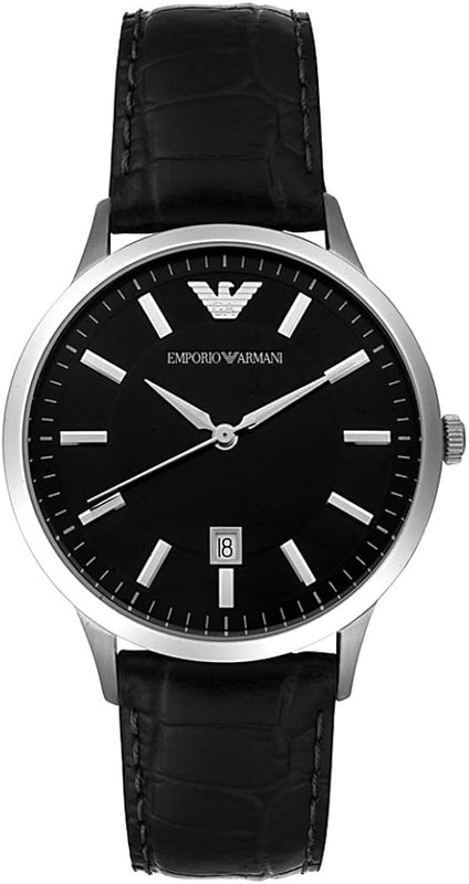 Buy Shop Emporio Armani Classic Quartz Black Dial Black Leather Strap Watch For Men - AR2429 USA Online