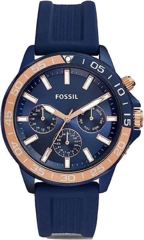 Buy Shop Fossil Bannon Multifunction Blue Dial Blue Silicone Strap Watch for Men - BQ2498 USA Online