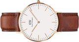 Buy Shop Daniel Wellington Classic St. Mawes White Dial Brown Leather Strap Watch for Men - DW00100035 USA Online