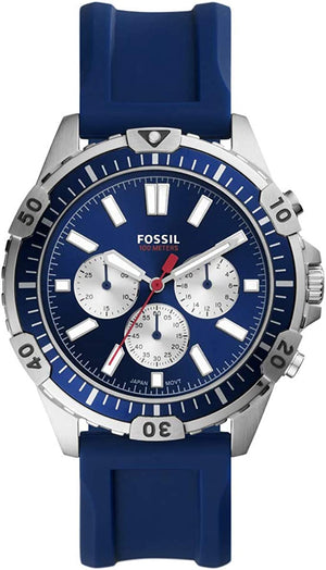Buy Shop Fossil Garrett Chronograph Blue Dial Blue Rubber Strap Watch for Men - FS5709 USA Online
