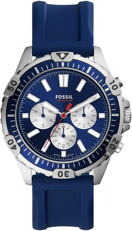 Buy Shop Fossil Garrett Chronograph Blue Dial Blue Rubber Strap Watch for Men - FS5709 USA Online