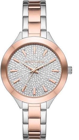 Buy Shop Michael Kors Slim Runway Crystals Silver Dial Two Tone Steel Strap Watch for Women - MK1045 USA Online