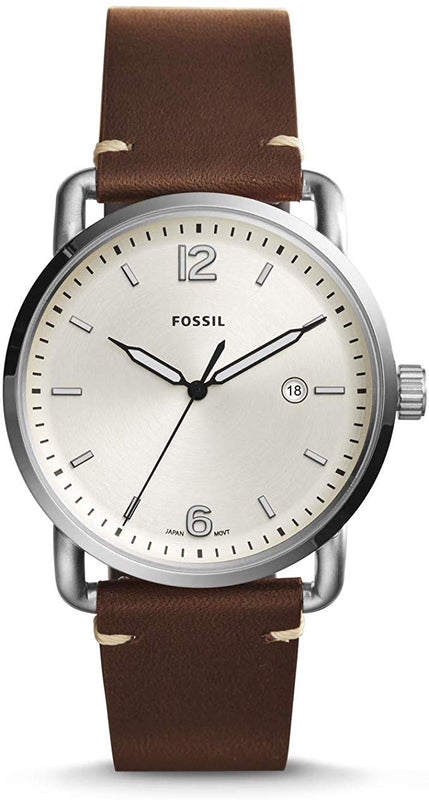 Buy Shop Fossil The Commuter White Dial Brown Leather Strap Watch for Men - FS5275 USA Online