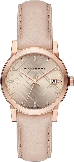 Buy Shop Burberry The City Diamonds Beige Dial Beige Leather Strap Watch for Women - BU9131 USA Online