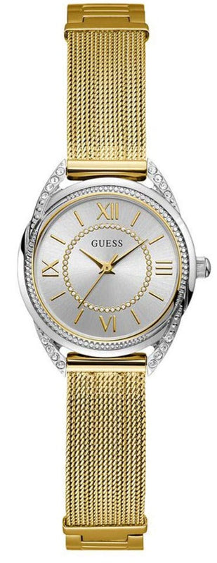 Buy Shop Guess Whisper Silver Dial Gold Mesh Bracelet Watch for Women - W1084L2 USA Online