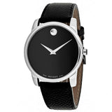 Buy Shop Movado Museum Black Dial Black Leather Strap Watch For Men - 607012 USA Online