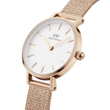 Buy Shop Daniel Wellington Petite Pressed Melrose White Dial Gold Mesh Bracelet Watch For Women - DW00100447 USA Online