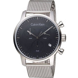 Calvin Klein City Chronograph Black Dial Silver Mesh Bracelet Watch for Men - K2G27121