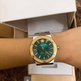 Buy Shop Versace Hellenyium Quartz Green Dial Silver Steel Strap Watch For Men - VEVK00420 USA Online