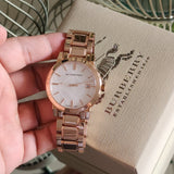 Buy Shop Burberry The City White Dial Rose Gold Steel Strap Watch for Women - BU9004 USA Online