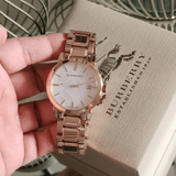 Buy Shop Burberry The City White Dial Rose Gold Steel Strap Watch for Women - BU9204 USA Online