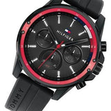 Buy Shop Tommy Hilfiger Mason Black Dial Black Rubber Strap Watch for Men - 1791793 USA Online