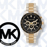 Buy Shop Michael Kors Layton Chronograph Black Dial Two Tone Steel Strap Watch For Men - MK8784 USA Online