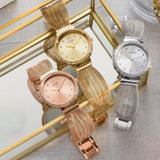 Buy Shop Guess Chiffon Rose Gold Dial Mesh Bracelet Watch For Women - W1083L3 USA Online