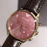 Buy Shop Emporio Armani Classic Chronograph Burgundy Dial Brown Leather Strap Watch For Men - AR1890 USA Online