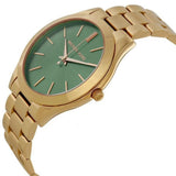 Buy Shop Michael Kors Slim Runway Green Dial Gold Steel Strap Watch for Women - MK3435 USA Online