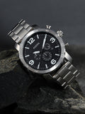 Buy Shop Fossil Nate Chronograph Black Dial Silver Steel Strap Watch for Men - JR1353 USA Online