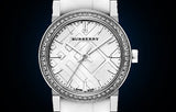 Buy Shop Burberry The City White Diamonds Dial White Leather Strap Watch for Women - BU9221 USA Online