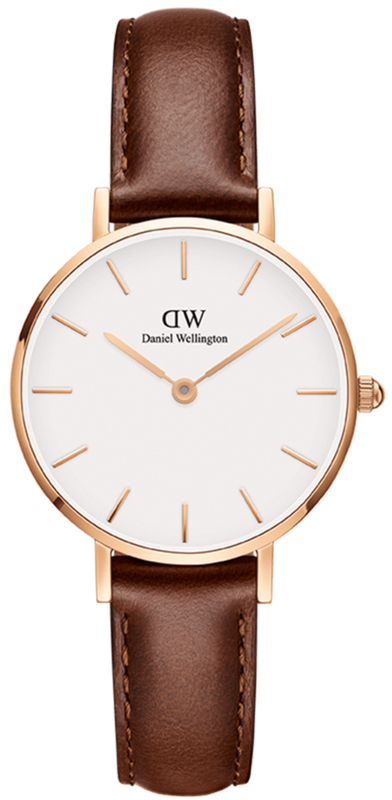 Buy Shop Daniel Wellington Classic Petite York White Dial Brown Leather Strap Watch For Women - DW00100176 USA Online