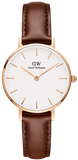 Buy Shop Daniel Wellington Classic Petite York White Dial Brown Leather Strap Watch For Women - DW00100176 USA Online